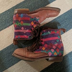 Teysha handmade leather textile boots